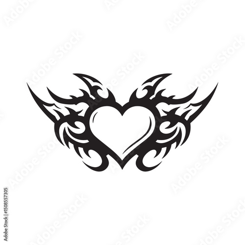 Tribal Tattoo Heart Vector Graphic for Merchandise and Apparel D photo