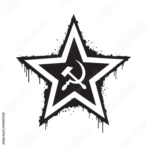 Grunge Red Army Star Vector Graphic for Merchandise and Apparel
