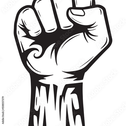 LGBTQ, Pride, Vector Fist with Tribal Tattoo for Merchandise App