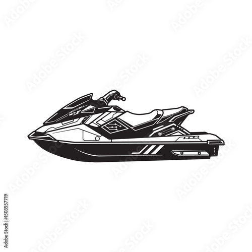 Cyberpunk Jet Ski Vector Icon for Merchandise and Apparel Prints