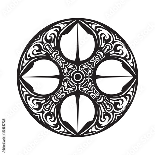 Bagua Pa Kua icon with tribal tattoo style intricate design vect