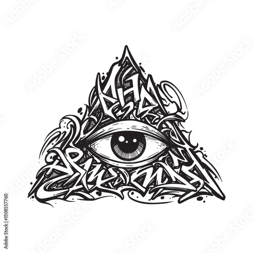 Monochrome Illuminati Eye of Providence with Graffiti Aesthetic