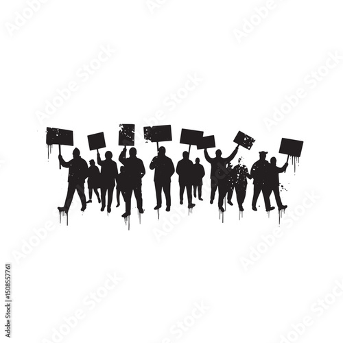Monochrome Vector Illustration of a March for Justice with Dripp