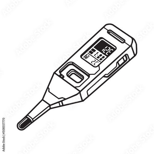 Futuristic Temperature Check, Cyberpunk Thermometer Icon Design