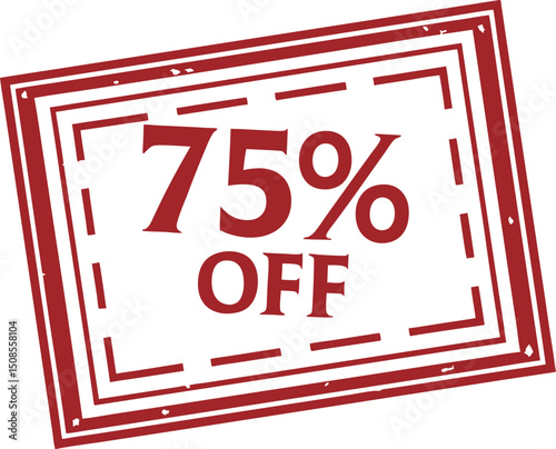 Red 75% Off Sale Stamp: Promotional Discount Graphic for Marketing Campaigns.