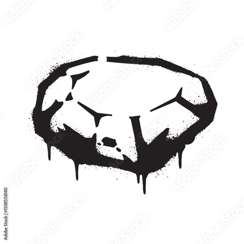 Opal White Icon with Stencil Dripping Paint Effect on Black and