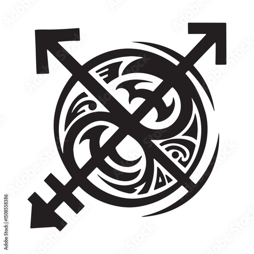 Agender tribal tattoo vector icon for merchandise apparel print