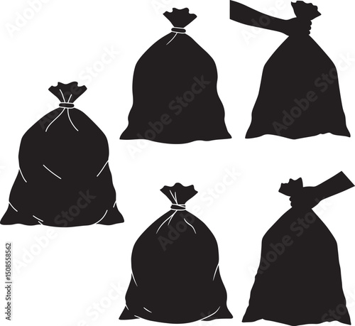 Garbage bags silhouette vector illustration