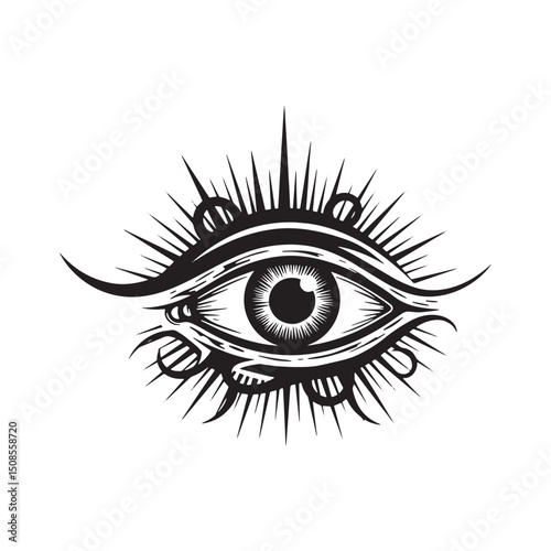 Eye of Providence with Tribal Tattoo Style for Merchandise Appar