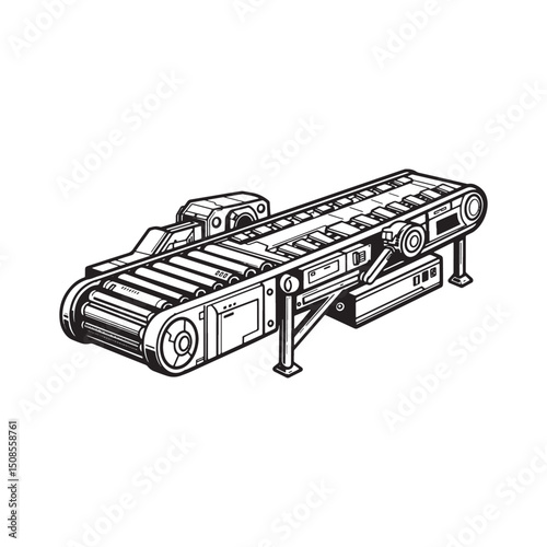 Cyberpunk Conveyor Belt System Vector Illustration for Merchandi
