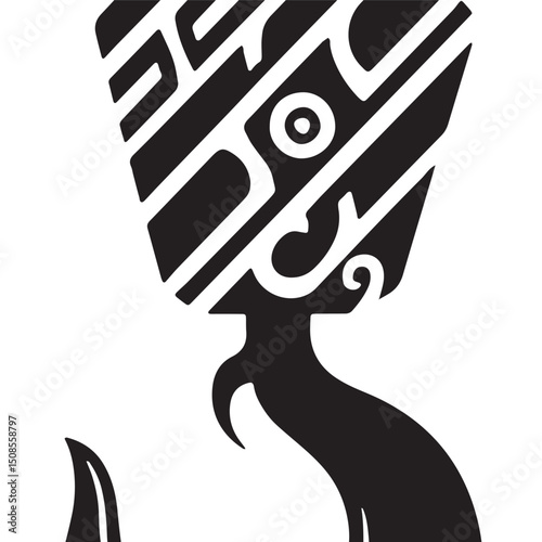 Cyberpunk Style Crane Hook Icon in Black and White Vector Design