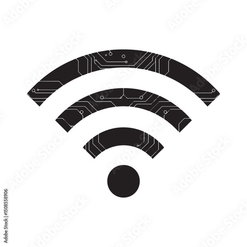 Cyberpunk Wi-Fi Hotspot Icon, High-Tech Wireless Connectivity Sy