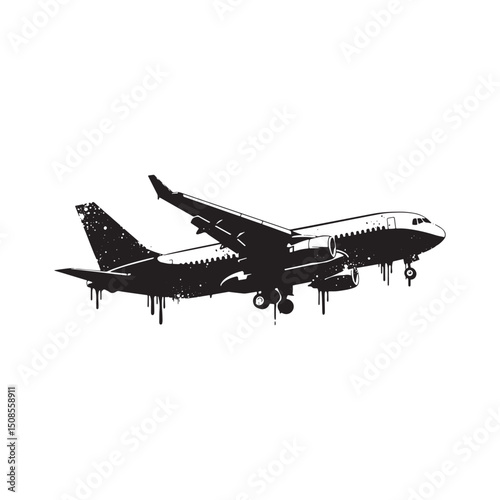 Cargo Plane icon in stencil style with dripping paint effect des