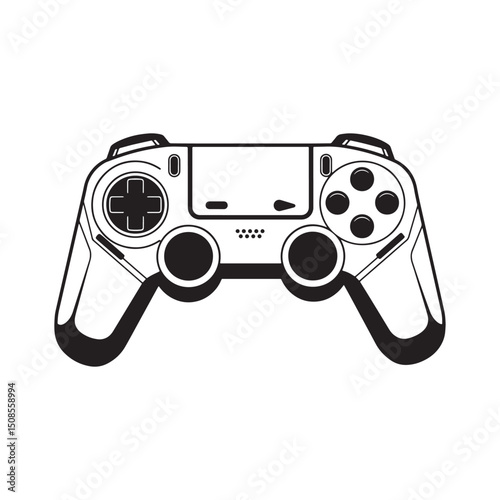 Futuristic gamepad icon in cyberpunk style, ideal for merchandis