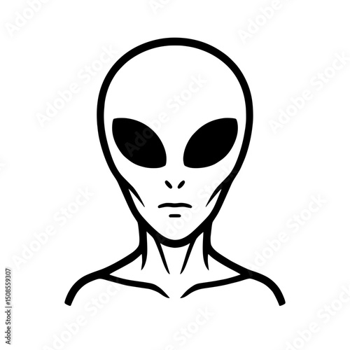 Vector illustration of an alien face in a simple