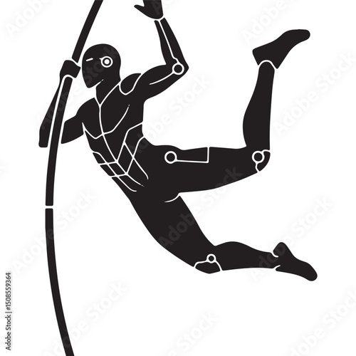 Cyberpunk Inspired Pole Vault Icon for Apparel and Merchandise P