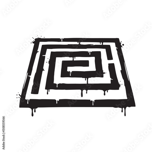 Maze icon with stencil dripping paint for merchandise apparel pr