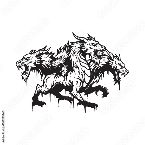 Visceral Chimera Icon with Dripping Stencil Paint Vector for Mer