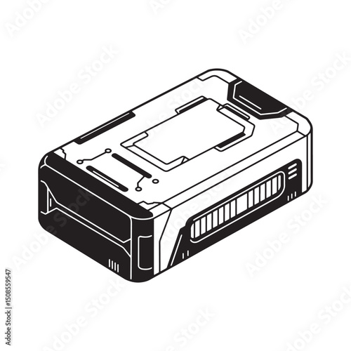 Cyberpunk inspired token icon in black and white vector art