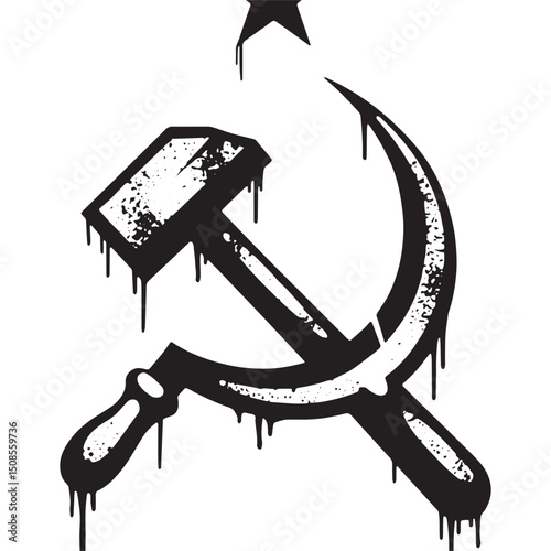 Striking Communist Symbol with Dripping Paint Effect for Merchan