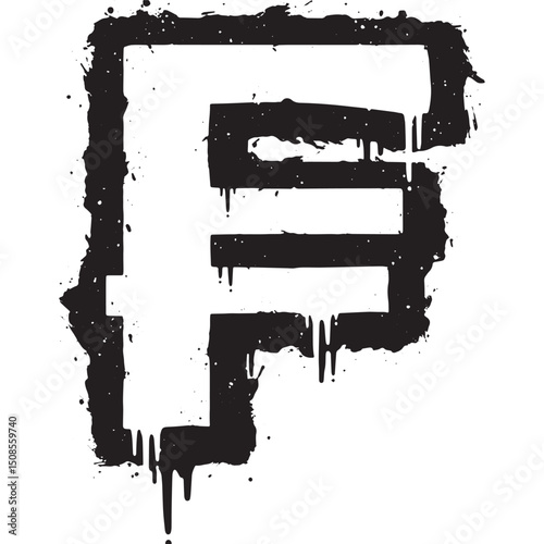 Grungy Swiss Franc Currency Symbol with Dripping Paint Effect Ve