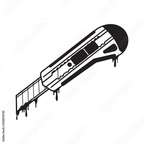 Edgy Utility Knife Icon with Dripping Paint for Merchandise Desi