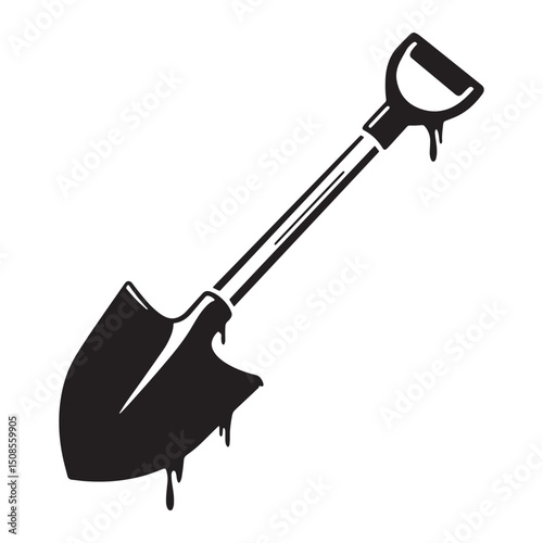 Black and White Shovel Icon with Paint Drips for Merchandise App