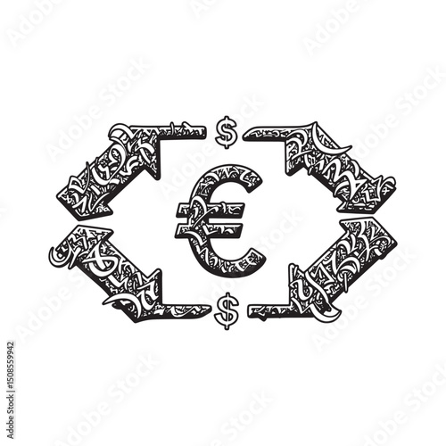 Abstract Currency Exchange Illustration with Dollar and Euro Sym