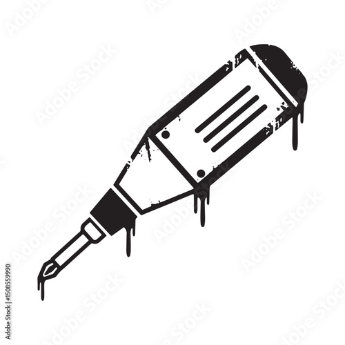 Grunge electric screwdriver icon with stencil paint drips vector
