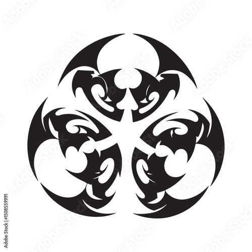 Intricate Trilateral Commission Symbol with Tattoo Inspired Trib