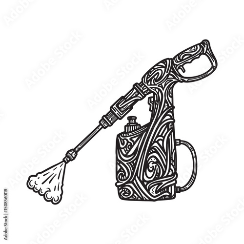Graffiti Style Pressure Washer Vector Illustration for Merchandi
