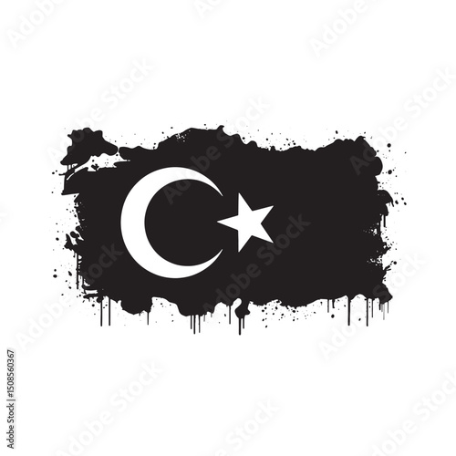 Stylized Turkey Flag with Dripping Paint Effect for Apparel Desi