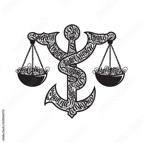 Social Justice Symbol with Graffiti Style Lettering Vector Illus