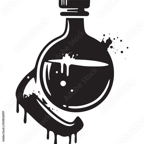 Vector Illustration of a Dripping Elixir Bottle for Merchandise