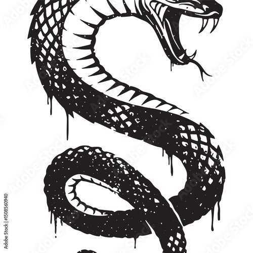 Venomous Serpent with dripping paint, a striking symbol of prima