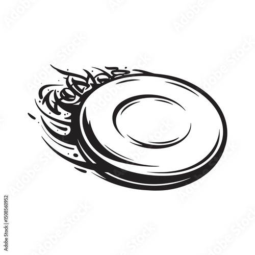 Stylized Ultimate Frisbee Disc Icon with Tribal Tattoo Elements