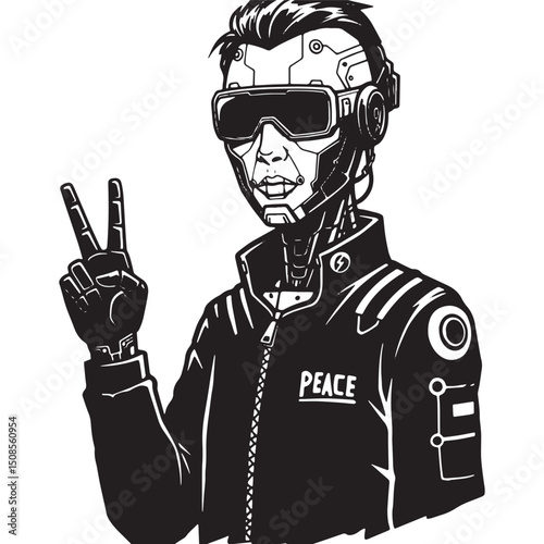 Cyberpunk Peace Sign, A Futuristic Protest Icon for Modern Merch