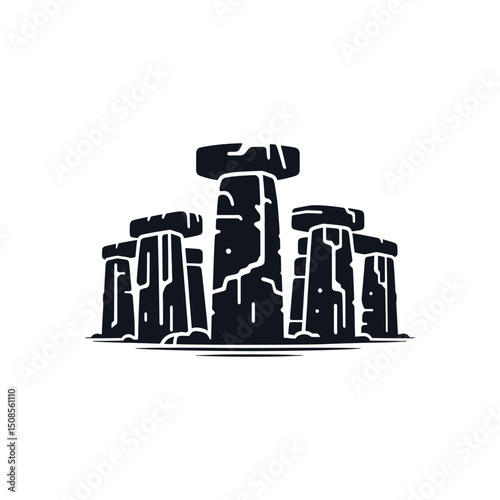 Stonehenge Silhouette Vector Illustration for Historical Designs and Educational Projects Featuring Ancient Monument Artwork