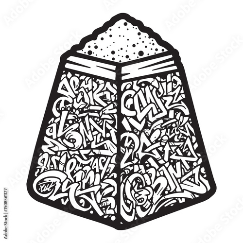 Edgy Salt Shaker Illustration with Graffiti Tags, Perfect for Me