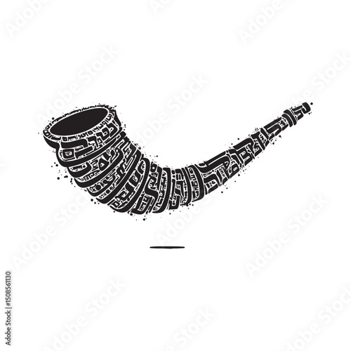Stylized Shofar Icon with Graffiti Aesthetic for Merchandise and