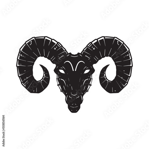 Cyberpunk Aries Zodiac Sign Vector Illustration for Merchandise