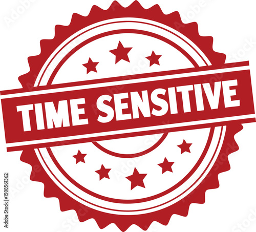 Time Sensitive Red Stamp with Stars: Urgency, Deadline, Important, and Fast Delivery.