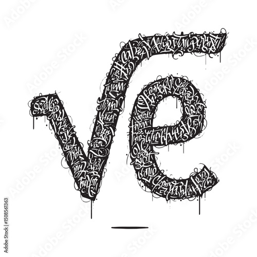 Graffiti Style Square Root Symbol Design for Merchandise and App