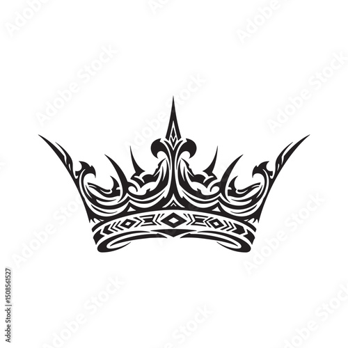 Intricate Tribal Crown Vector Illustration for Apparel and Merch