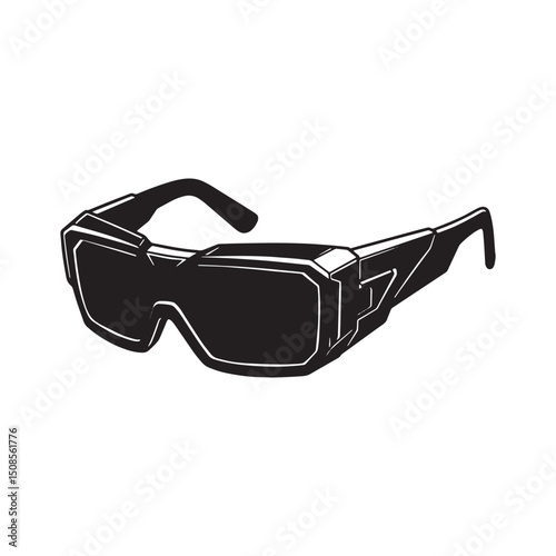 Cyberpunk Safety Glasses, Futuristic Eye Protection Vector Illus