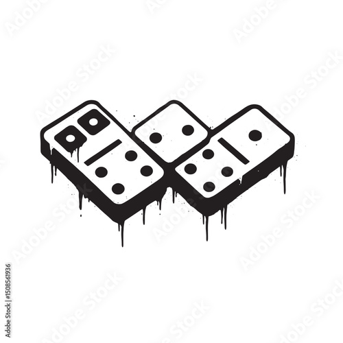 Domino stencil art with dripping paint effect for urban merchand