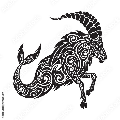 Capricorn Zodiac Sign Vector Illustration with Graffiti Style fo