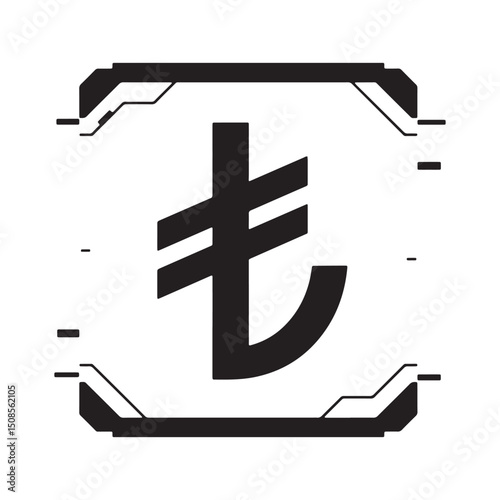 Cyberpunk Turkish Lira Icon, Modern Finance in a Technological W
