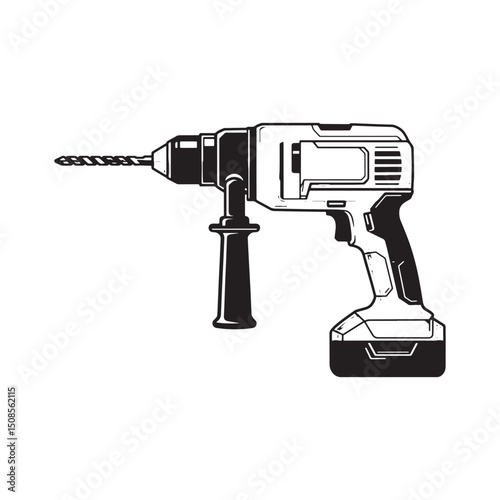 Cyberpunk Style Drill Vector Illustration for Merchandise Appare