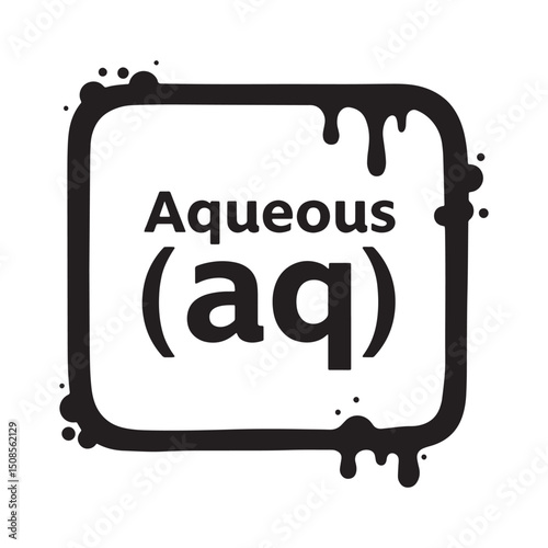 Aqueous chemical symbol graphic with dripping stencil effect des